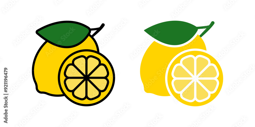 Poster lemon icon set. fresh lemon sign. for mobile concept and web design. vector illustration on white ba