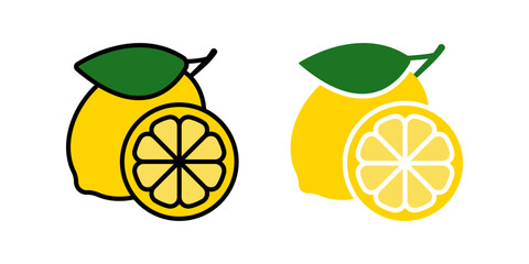 Lemon icon set. Fresh lemon sign. for mobile concept and web design. vector illustration on white background