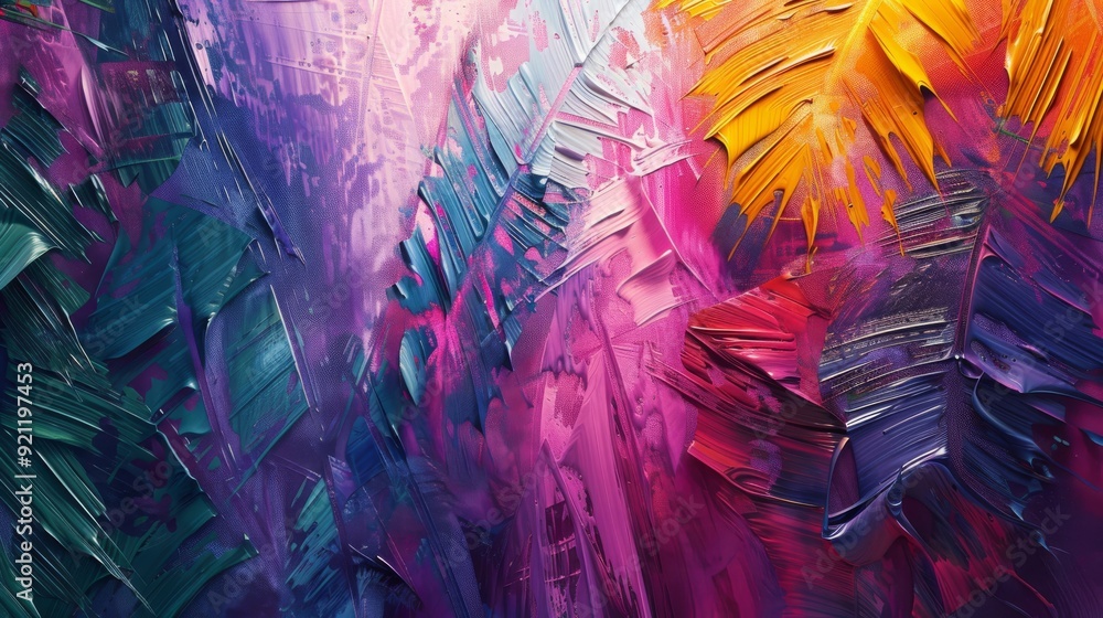 Poster this captivating abstract painting brilliantly showcases an array of vibrant colors along with dynam