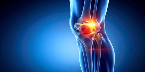 Medically accurate stock photo of an inflamed knee meniscus in a human leg with arthritic joint, knee, meniscus, inflamed, human