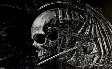 Bone and chrome. Halloween image, plenty of room for ad copy and cropping