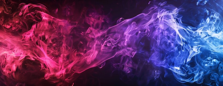 Vibrant red and blue smoke combine to create a dynamic and abstract visual. Perfect for those who want to add an element of mystery and interest to their designs,Generative AI.鮮やかな赤と青の煙が融合し、ダイナミックで抽象的