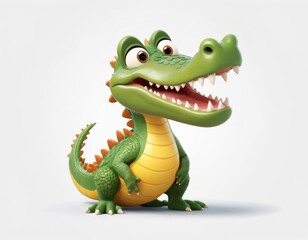Fototapeta premium crocodile with his mouth open, 3d cartoon style Generative AI