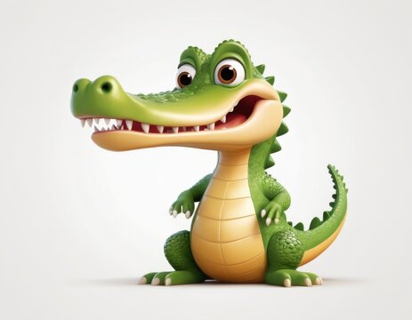 crocodile with a smile, 3d cartoon style Generative AI