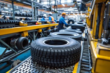 Modern Tire Manufacturing Facility: Advanced Machinery and Efficient Assembly Line