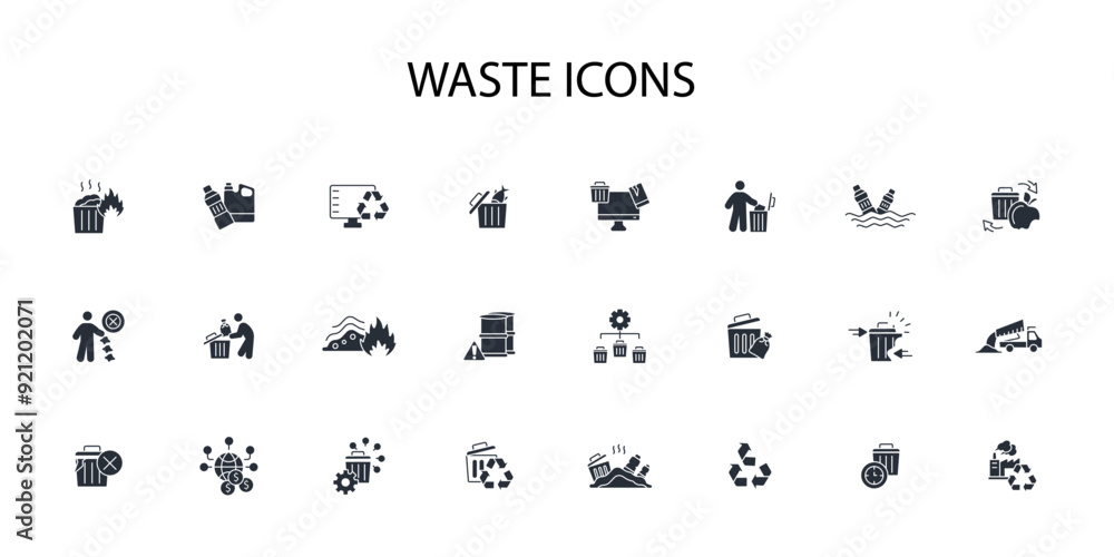 Poster waste icon set.vector.editable stroke.linear style sign for use web design,logo.symbol illustration.