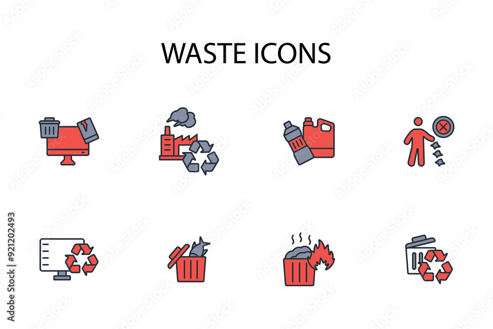 Poster waste icon set.vector.editable stroke.linear style sign for use web design,logo.symbol illustration.