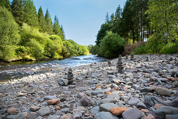 Landscape photography of river; stream; boulder; rock, stone; rocky, countryside; foliage; forest; environment; wood; serenity; scenery; panorama; nature; background; Scotland; UK; Eskdalemuir