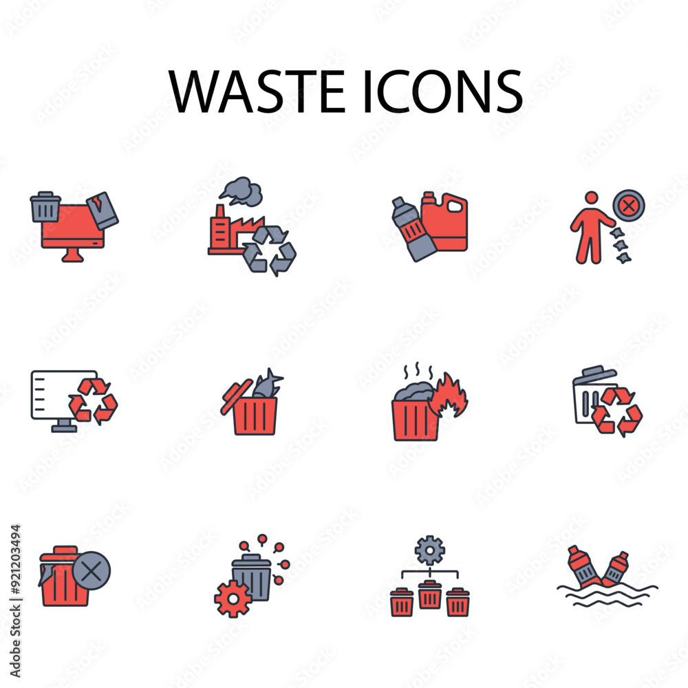 Poster waste icon set.vector.editable stroke.linear style sign for use web design,logo.symbol illustration.
