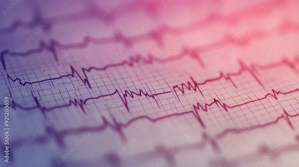 Leinwandbilder a close-up of a paper ecg strip with clear heartbeat patterns and medical annotations, used for diag