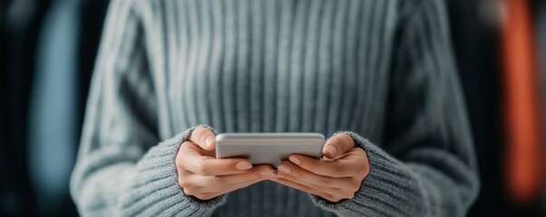 Closeup of hands holding a smartphone.