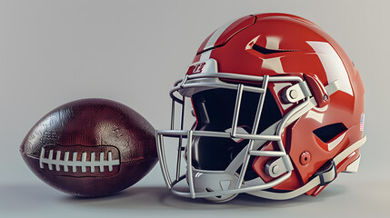 Fototapeta premium American Football helmet and ball