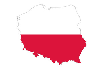 Fototapeta premium Poland flag map contour vector illustration