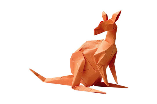 recommend clip art: A minimalist paper art of an origami kangaroo Isolated on transparent background.