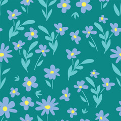 Abstract seamless pattern with hand drawn cute daisy flowers vector