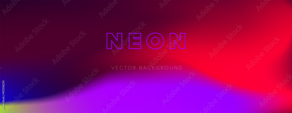 Poster blurred ambient vector background in neon vibrant colors.