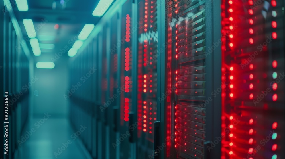 Aufkleber high-tech data center with led-lit servers highlighting robust cloud security measures