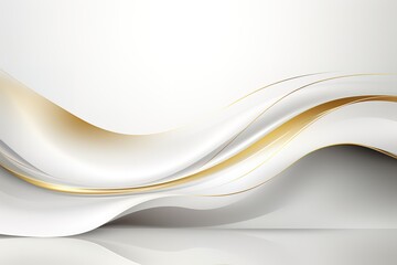 Obraz premium Abstract white background with golden wave and reflection.