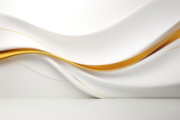 Abstract white background with golden wavy lines.