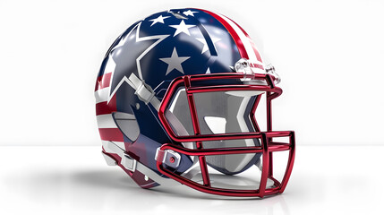 An American football helmet mockup with a USA flag decal, isolated on a background.