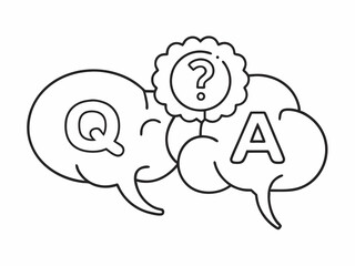 continuous single line drawing of Q and A in speech bubbles, questions and answers concept line art vector illustration
