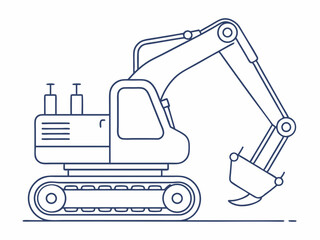 continuous single line drawing of excavator, line art vector illustration

