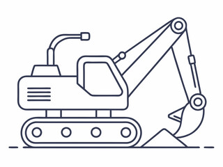 continuous single line drawing of excavator, line art vector illustration
