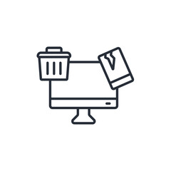 E waste icon. vector.Editable stroke.linear style sign for use web design,logo.Symbol illustration.