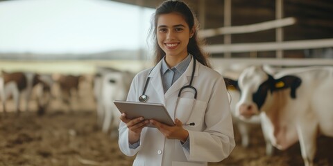 A dedicated veterinarian ensures farm cattles health by combining compassionate diagnosis, effective treatment, teamwork, and innovative technology for better livestock management