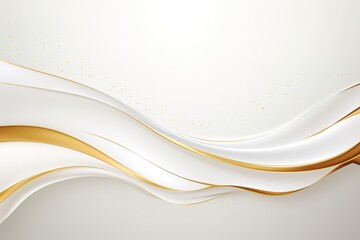 Elegant white and gold abstract background with wavy lines and subtle sparkle.