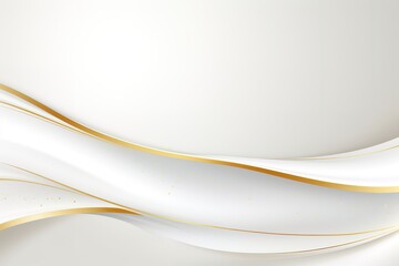 White and gold abstract background with flowing lines and subtle sparkle.