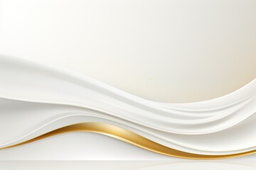 White and gold abstract background with wavy lines.