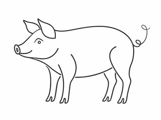 continuous single line drawing of domestic pig, line art vector illustration
