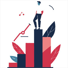 Flat design business growth vector illustrator