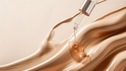 A bottle of hydrating face oil being poured out. Perfect for showcasing skincare products and liquid moisture treatments.