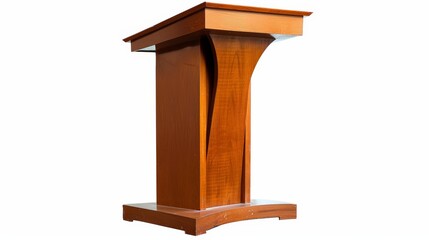 A sturdy wooden podium designed for durability and style, featuring a spacious top for notes and equipment during speeches.