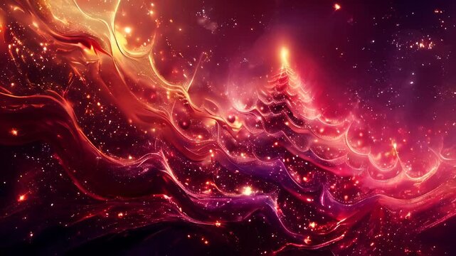 Red abstract Christmas tree background