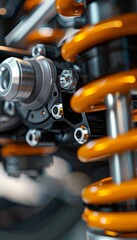 Fototapeta premium Close Up of Car Suspension Components | Control Arms, Bushings, Shock Absorbers | Automotive Engineering