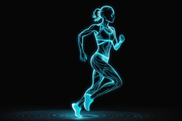 Obraz premium silhouette of a running neon woman