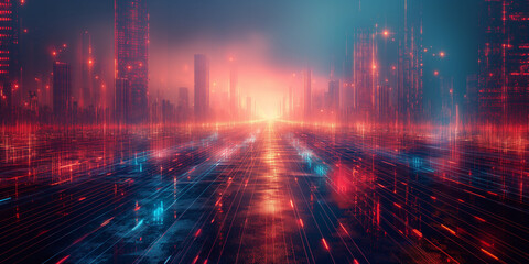 Obraz premium A blue and orange light streaking across the sky