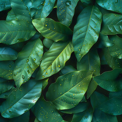 A lush green plant with many leaves and some flowers