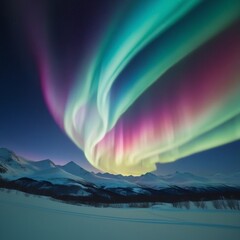 Rainbow over the mountains; Nature's light show.