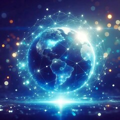 Obraz premium Global Connectivity and technology Network Visualization 