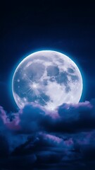 Purple gradient mystical moonlight sky with clouds and stars ,9:16, phone background wallpaper