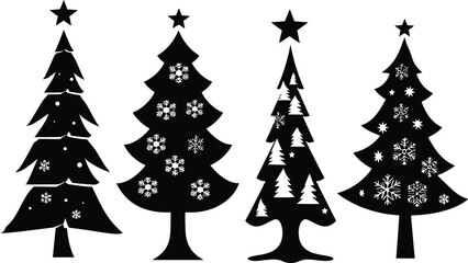Fototapeta premium set of christmas trees vector simple silhouette