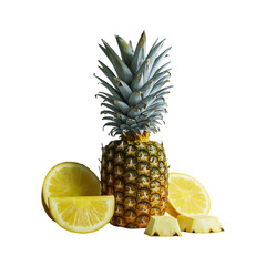 Fresh Pineapple fruit isolated on a transparent background by AI generative
