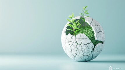 A powerful image of a globe split in two, one half covered in lush vegetation, the other barren and cracked, highlighting the urgency of climate action.
