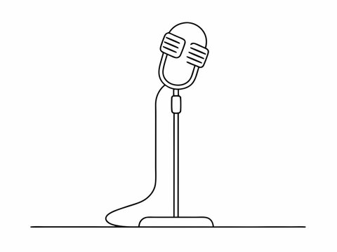 recommend clip art: continuous single line drawing of microphone on mic stand, line art vector illustration
                    