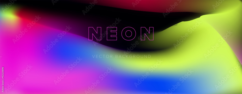 Poster blurred ambient vector background in neon vibrant colors.