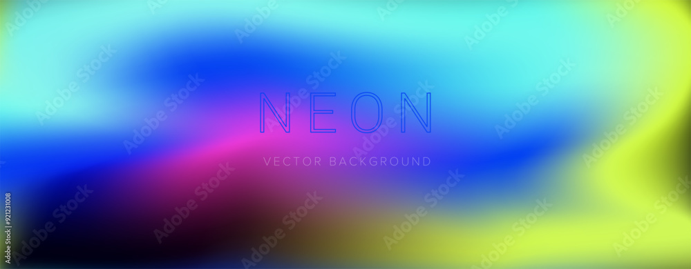 Poster blurred ambient vector background in neon vibrant colors.